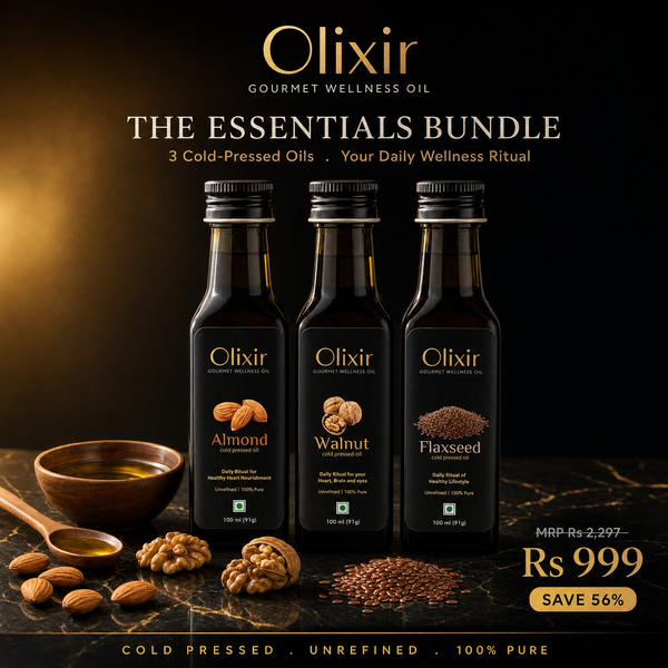 Olixir Essentials Bundle (Almond, Walnut and Flaxseed Cold Pressed Oils)