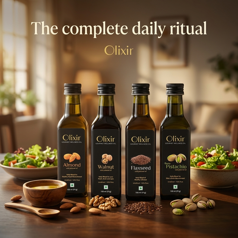 Olixir Complete Wellness Bundle (Almond, Walnut, Flaxseed and Pistachio Cold Pressed Oils)