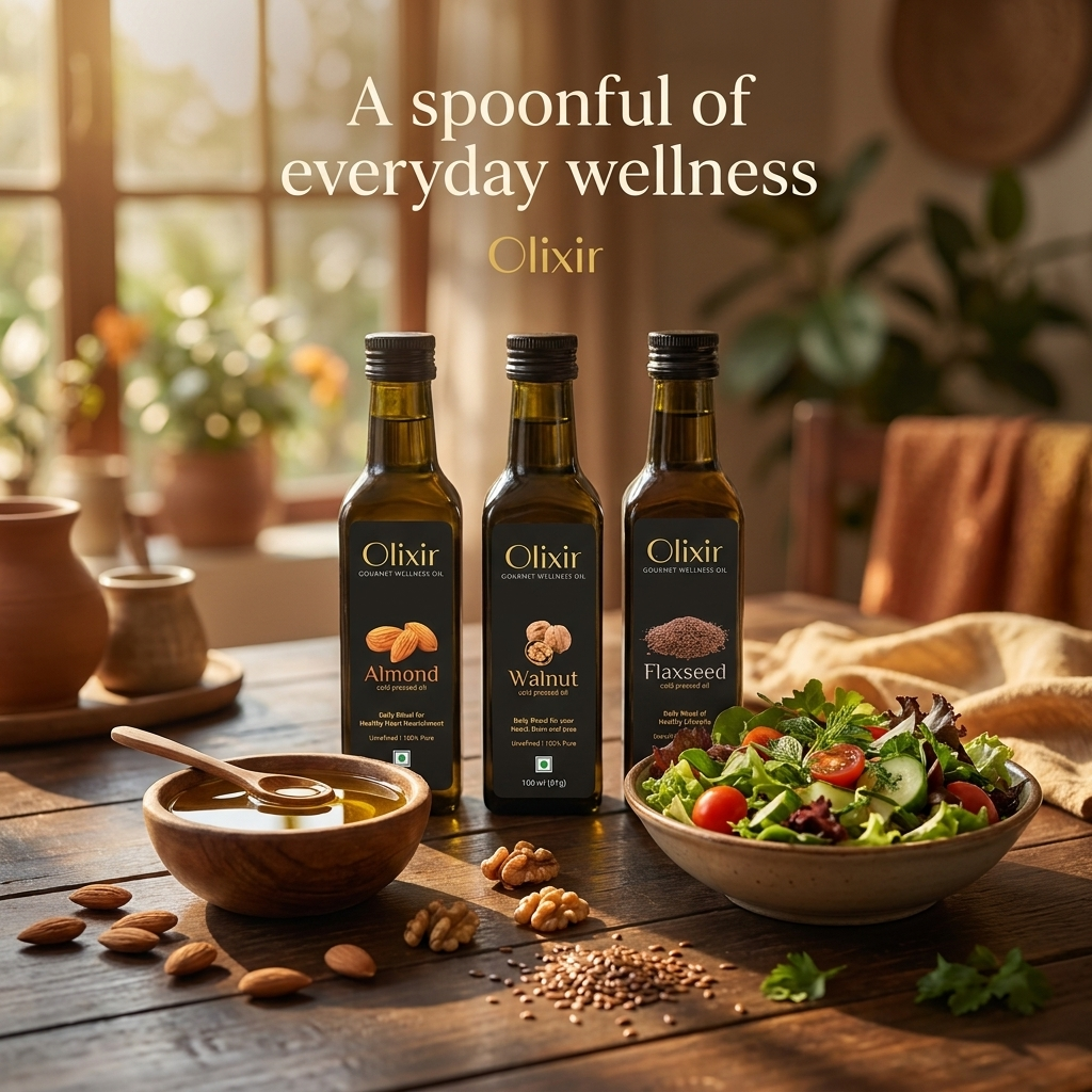 Olixir Essentials Bundle (Almond, Walnut and Flaxseed Cold Pressed Oils)