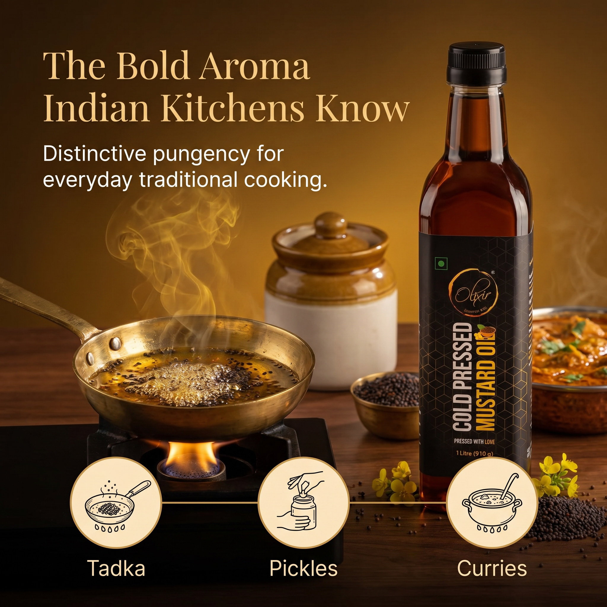 Pure Cold-Pressed Mustard Oil for Mindful Living  Traditionally extracted  No refining  Perfect for modern lifestyle