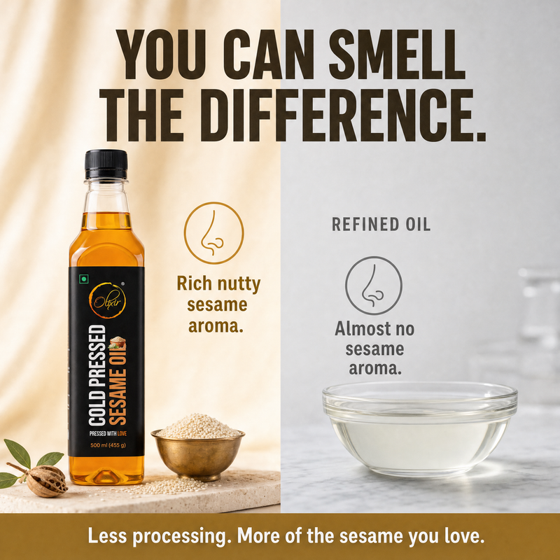 Pure Cold-Pressed Sesame Oil for Mindful Living  Traditionally extracted  No refining  Perfect for modern lifestyle